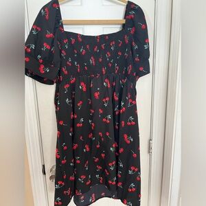SHEIN Black Dress with Cherry Print, 1XL